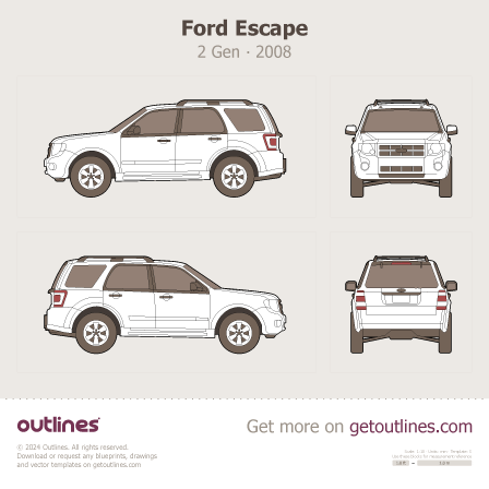 Ford Escape 2008 - 2026 blueprints