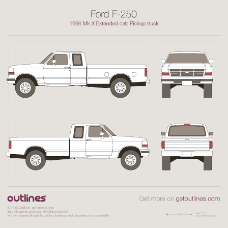 1996 Ford F-250 Mk X Pickup Truck blueprints and drawings