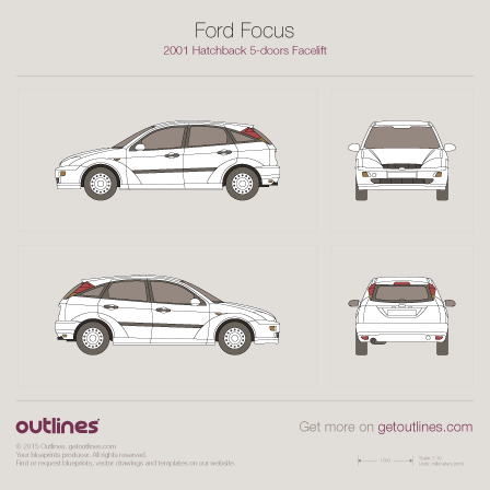 2001 Ford Focus Mk I Hatchback blueprints and drawings