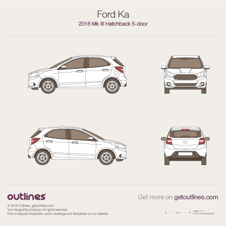 2016 Ford Ka III Hatchback blueprints and drawings