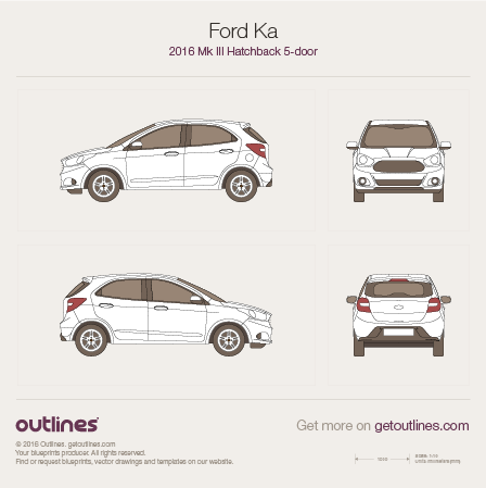 2016 Ford Ka III 5-doors Hatchback blueprint