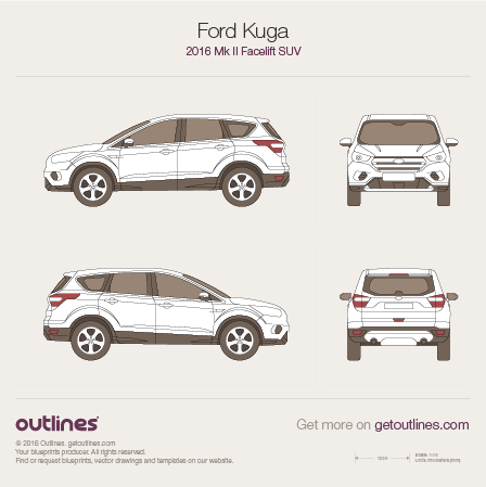 2016 Ford Kuga II Facelift SUV blueprint