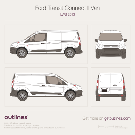 2013 Ford Transit Connect Van blueprints and drawings