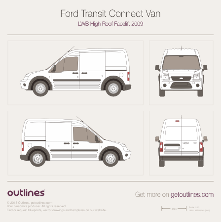 2009 Ford Transit Connect Van Van blueprints and drawings