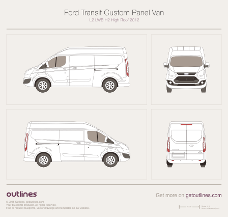 2012 Ford Transit Custom Panel Van L2 LWB H2 High Roof Van blueprint