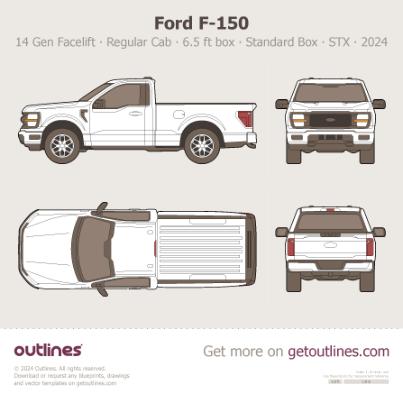 2024 Ford F-150 14 Gen Facelift Pickup Truck blueprints and drawings