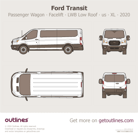 2020 Ford Transit Passenger Wagon ∙ Facelift Wagon blueprints and drawings
