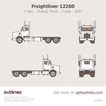 2013 Freightliner 122SD 1 Gen Chassis Truck · 3-axle Heavy Truck blueprint