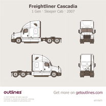 2007 Freightliner Cascadia 1 Gen Sleeper Cab Heavy Truck blueprint