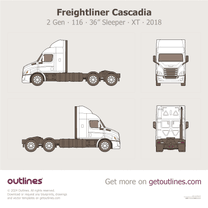 2018 Freightliner Cascadia 2 Gen 116” BBC ∙ 36” Sleeper ∙ XT Heavy Truck blueprint