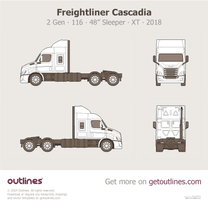 2018 Freightliner Cascadia 2 Gen 116” BBC ∙ 48” Sleeper ∙ XT Heavy Truck blueprint