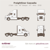2018 Freightliner Cascadia 2 Gen 116” BBC ∙ 48” Sleeper ∙ XT ∙ Aero Heavy Truck blueprint