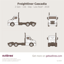 2018 Freightliner Cascadia 2 Gen 116” BBC ∙ Day ∙ Low Roof Heavy Truck blueprint