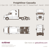 2018 Freightliner Cascadia 2 Gen 126 126” BBC Sleeper Cab 72” Raised Roof ∙ AeroX Heavy Truck blueprint