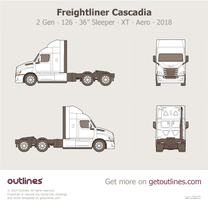 2018 Freightliner Cascadia 2 Gen 126” BBC ∙ 36” Sleeper ∙ XT ∙ Aero Heavy Truck blueprint