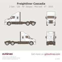 2018 Freightliner Cascadia 2 Gen 126” BBC ∙ 48” Sleeper ∙ Mid Roof ∙ XT Heavy Truck blueprint