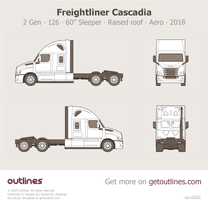 2018 Freightliner Cascadia 2 Gen 126” BBC ∙ 60” Sleeper ∙ Raised Roof ∙ Aero Heavy Truck blueprint