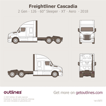 2018 Freightliner Cascadia 2 Gen 126” BBC ∙ 60” Sleeper ∙ XT ∙ Aero Heavy Truck blueprint