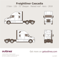 2018 Freightliner Cascadia 2 Gen 126” BBC ∙ 72” Sleeper ∙ Raised Roof ∙ Aero Heavy Truck blueprint