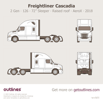 2018 Freightliner Cascadia 2 Gen 126” BBC ∙ 72” Sleeper Cab ∙ Raised Roof ∙ AeroX Heavy Truck blueprint