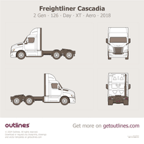 2018 Freightliner Cascadia 2 Gen 126” BBC ∙ Day Cab ∙ XT ∙ Aero Heavy Truck blueprint
