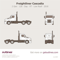 2018 Freightliner Cascadia 2 Gen 126” BBC ∙ Day Cab ∙ XT ∙ Low Roof Heavy Truck blueprint