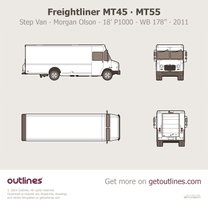 2011 Freightliner MT45 Step Van ∙ Morgan Olson 18’ P1000 ∙ WB178” ∙ FCCC ∙ V3 Roll Door ∙ Top View Van blueprint