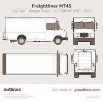 2011 Freightliner MT45 Step Van ∙ Morgan Olson 14’ P700 WB 158” ∙ Top View Van blueprint