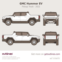 2022 GMC Hummer EV Pickup Truck blueprint