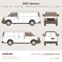 2003 GMC Savana Cargo Van ∙ Facelift '03 RWB Regular  ∙ 60/40 Doors ∙ LS ∙ WT Van blueprint