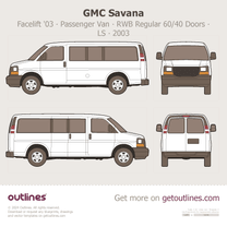 2003 GMC Savana Passenger Van ∙ Facelift '03 RWB Regular  ∙ 60/40 Doors ∙ LS ∙ WT Van blueprint