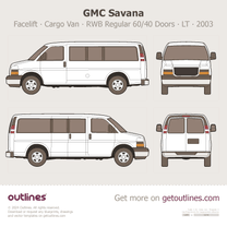 2003 GMC Savana Cargo Van ∙ Facelift '03 RWB Regular  ∙ 60/40 Doors ∙ LT Van blueprint