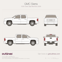2007 GMC Sierra 1500 Crew Cab Short Box Pickup Truck blueprint