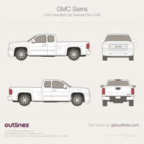 2007 GMC Sierra 1500 Double Cab Pickup Truck blueprint