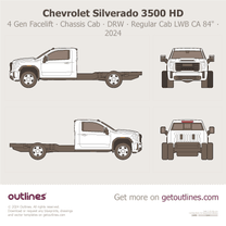 2024 GMC Sierra 3500 HD 4 Gen Facelift Chassis Cab ∙ Regular Cab ∙ LWB Pickup Truck blueprint