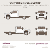 2024 GMC Sierra 3500 HD 4 Gen Facelift Chassis Cab ∙ Regular Cab ∙ SWB Pickup Truck blueprint