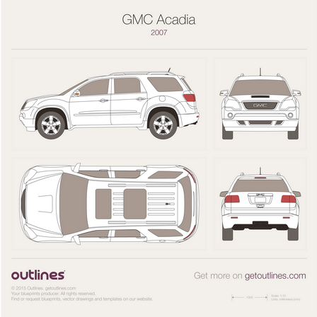 2007 GMC Acadia SUV blueprints and drawings