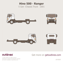 2001 Hino Ranger 5 Gen Chassis ∙ Ranger Pro ∙ Super Jumbo Ranger ∙ FC ∙ FD ∙ GD Heavy Truck blueprint