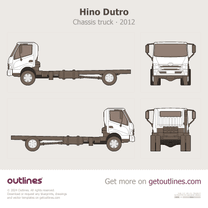 2012 Hino Dutro 2 Gen Facelift '19 Chassis Heavy Truck blueprint