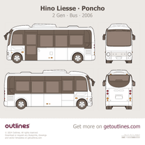 2006 Hino Poncho 2 Gen Liesse Bus blueprint
