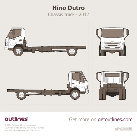2012 Hino Dutro 2 Gen Facelift '19 Chassis Heavy Truck blueprint