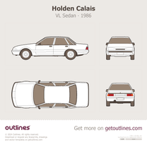 1986 Holden Calais VL Top View Sedan blueprint