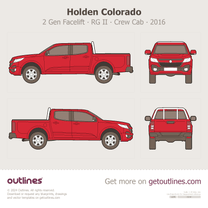 2016 Chevrolet S10 2 Gen Facelift ∙ RG II Crew Cab Red Pickup Truck blueprint