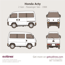 1988 Honda Acty 2 Gen ∙ Mk II Passenger Van blueprint