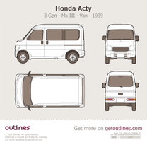 1999 Honda Acty 3 Gen ∙ Mk III Top View Van blueprint