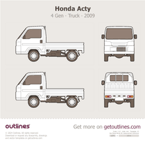 2009 Honda Acty 4 Gen Truck Pickup Truck blueprint