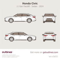 2024 Honda Civic 11 Gen Facelift Sedan blueprint