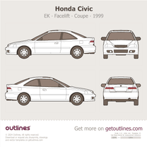 1998 Honda Civic 6 Gen Facelift ∙ EJ EJ7 ∙ EJ6 ∙ EJ8 Coupe blueprint