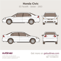 2003 Honda Civic ES Facelift Sedan blueprint