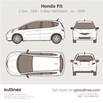 2009 Honda Fit II 5-door ∙ Top View Hatchback blueprint